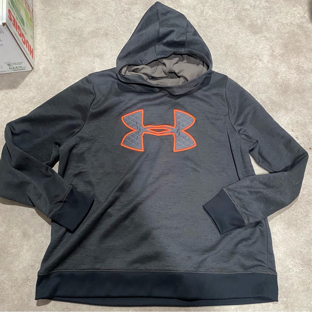 Under Armour Women’s Coldgear Gray Cowl Neck Hoodie with Neon Logo Sz XL - Picture 1 of 1